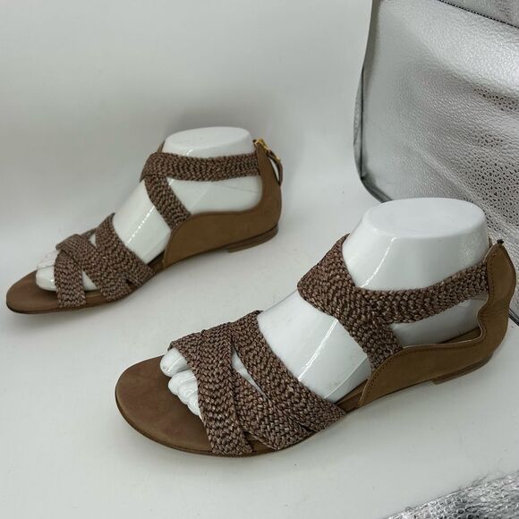 Stuart Weitzman Womans Bounceraf Braided Sandals 7 shoes brown strappy flats - Picture 8 of 14